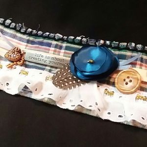 Hand crafted fabric cuff bracelet. One of a Kind.